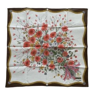 Celine Vintage Floral Bouquet Silk Blend Handkerchief